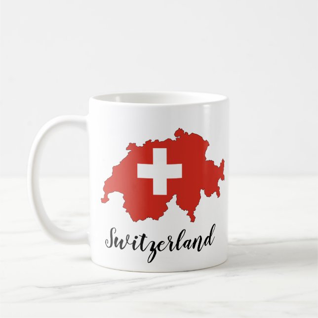 Schweiz Flagga Karta Kaffemugg (Vänster)