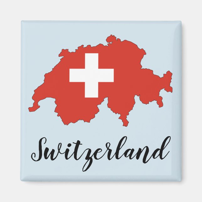 Schweiz Flagga Karta Magnet (Framsidan)