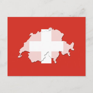 Schweiz flagga karta vykort