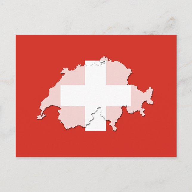Schweiz flagga karta vykort (Framsida)