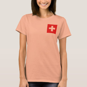 Schweiz Flagga + Karttröja Tee Shirt