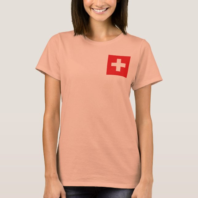 Schweiz Flagga + Karttröja Tee Shirt (Framsida)