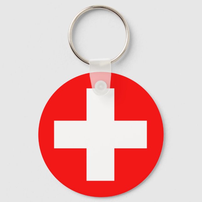 Schweiz Flagga Keychain Nyckelring (Framsida)