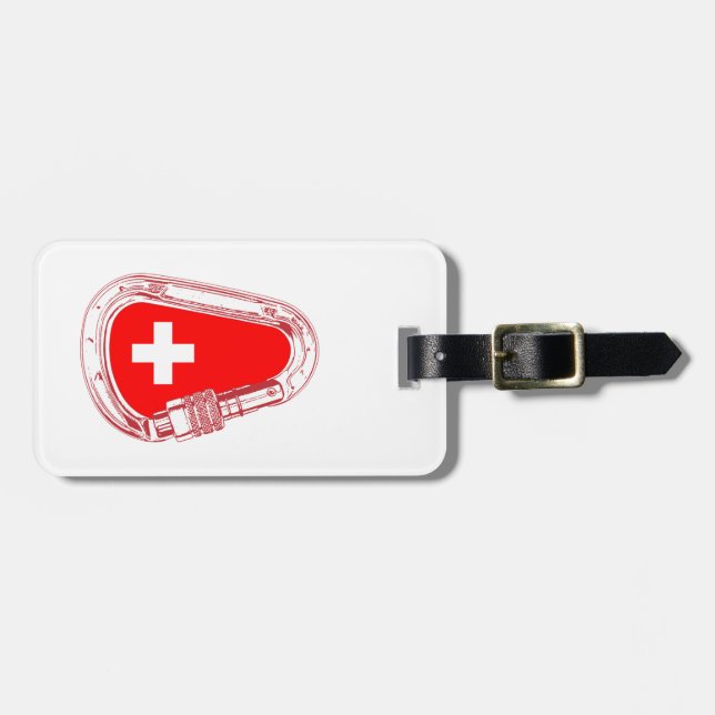 Schweiz Flagga klätterbar karabiner Bagagebricka (Horisontell Framsida)