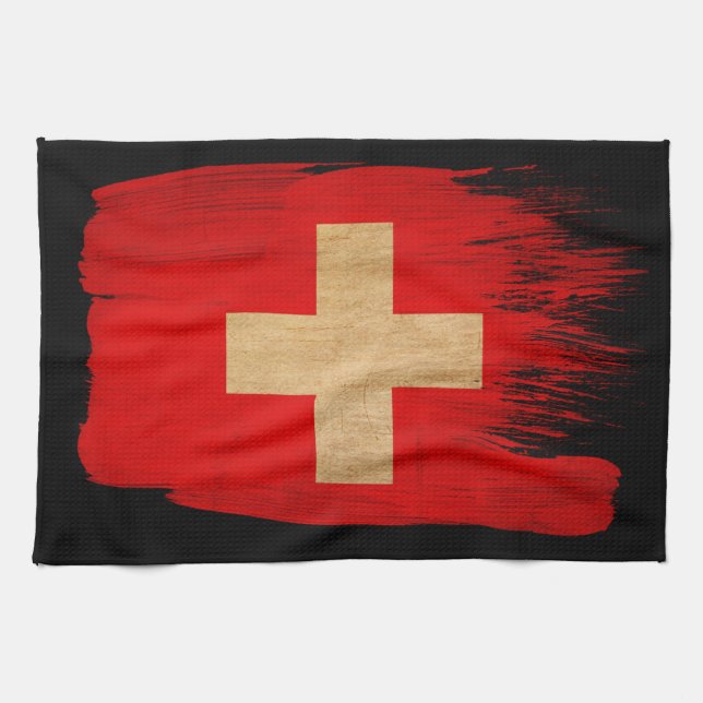Schweiz Flagga Kökshandduk (Horisontell)