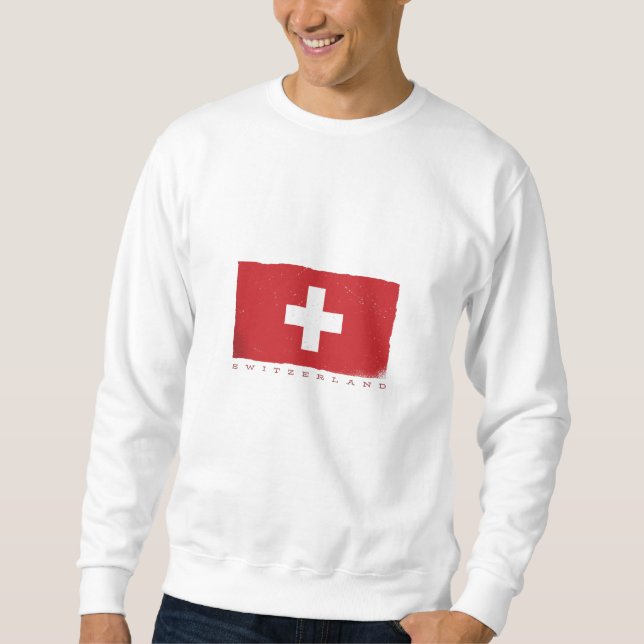 Schweiz Flagga Lång Ärmad Tröja (Framsida)