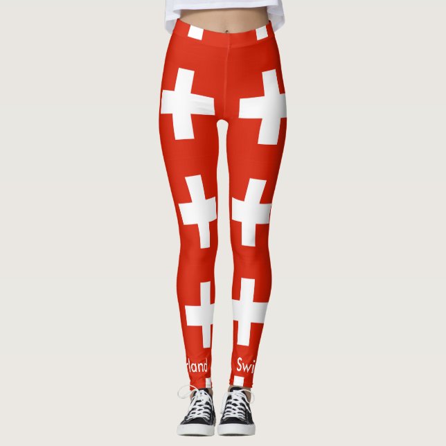 Schweiz flagga leggings (Framsida)