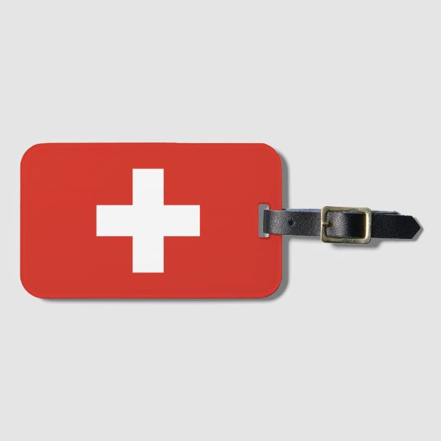 Schweiz flagga Luggage Tag Bagagebricka (Framsida horisontal)