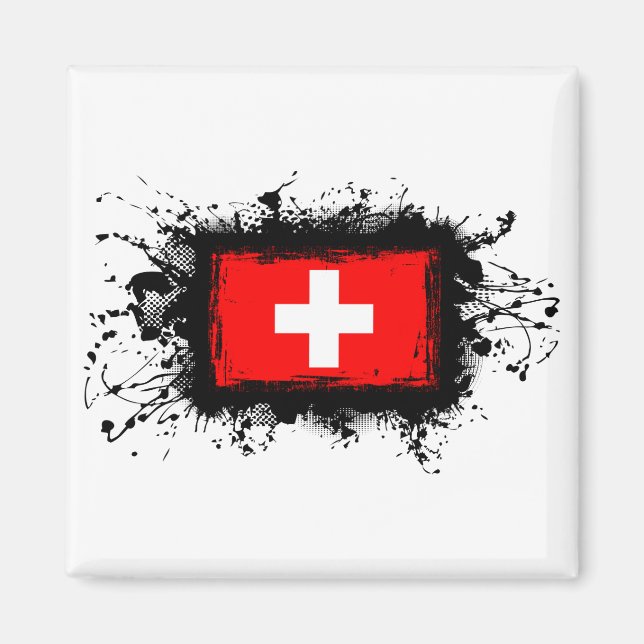 Schweiz Flagga Magnet (Framsidan)