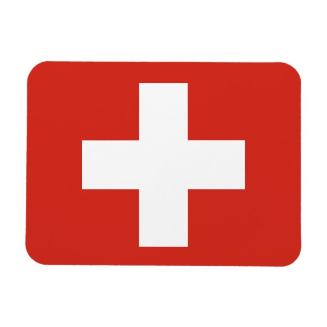 Schweiz Flagga Magnet (Horisontell)
