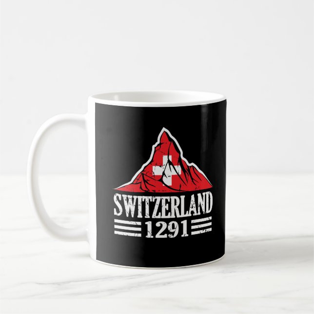 Schweiz Flagga Matterhorn sedan 1291 Kaffemugg (Vänster)