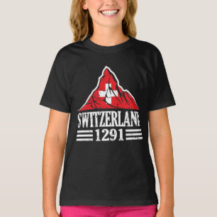 Schweiz Flagga Matterhorn sedan 1291 T Shirt