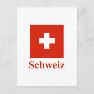 Schweiz Flagga med Namn på tyska Vykort