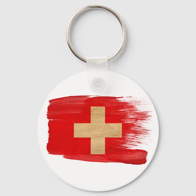Schweiz Flagga Nyckelring (Framsida)