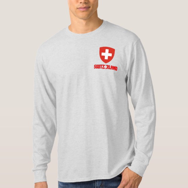 Schweiz Flagga och Jacka av Arm Patriotic T Shirt (Framsida)