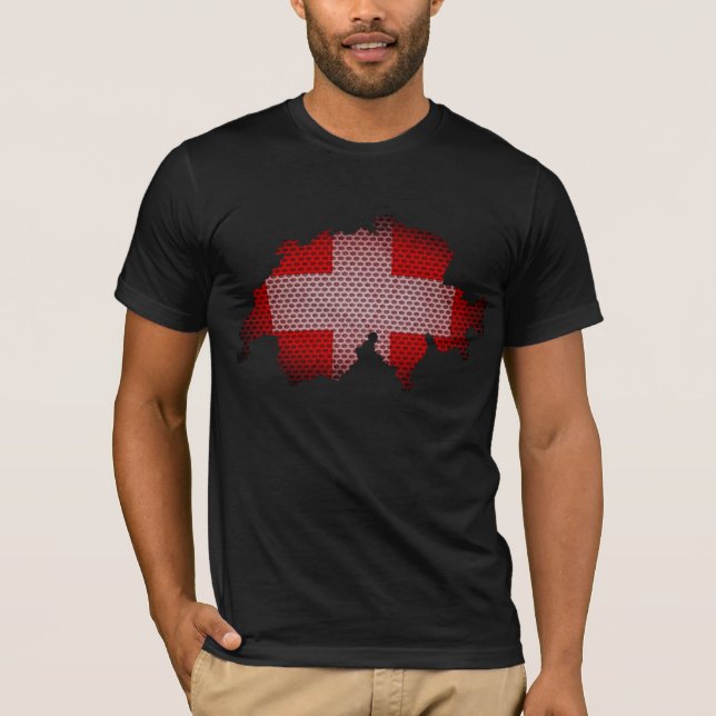 Schweiz Flagga och Karta Tee Shirt (Framsida)