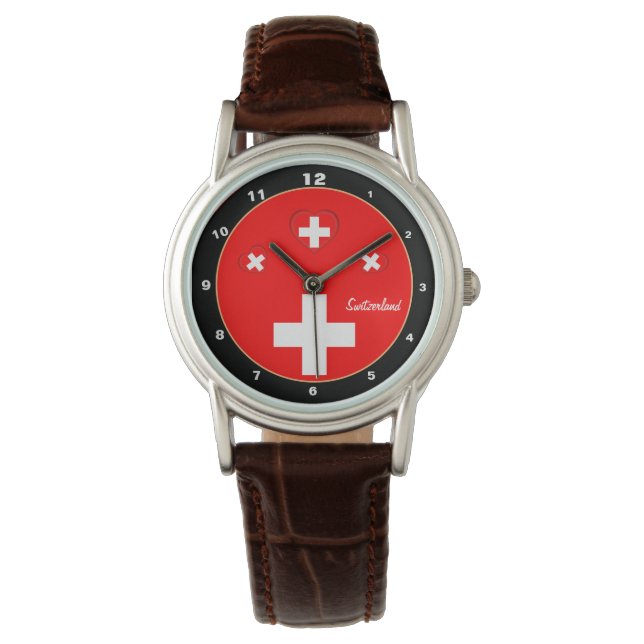 Schweiz Flagga och Schweiz mode patriot/Kärlek Armbandsur (Framsida)