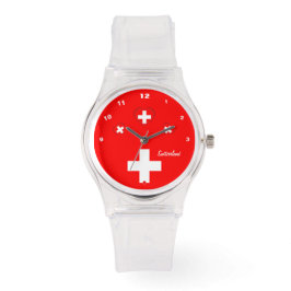 Schweiz Flagga och Schweiz mode patriot/sport Armbandsur