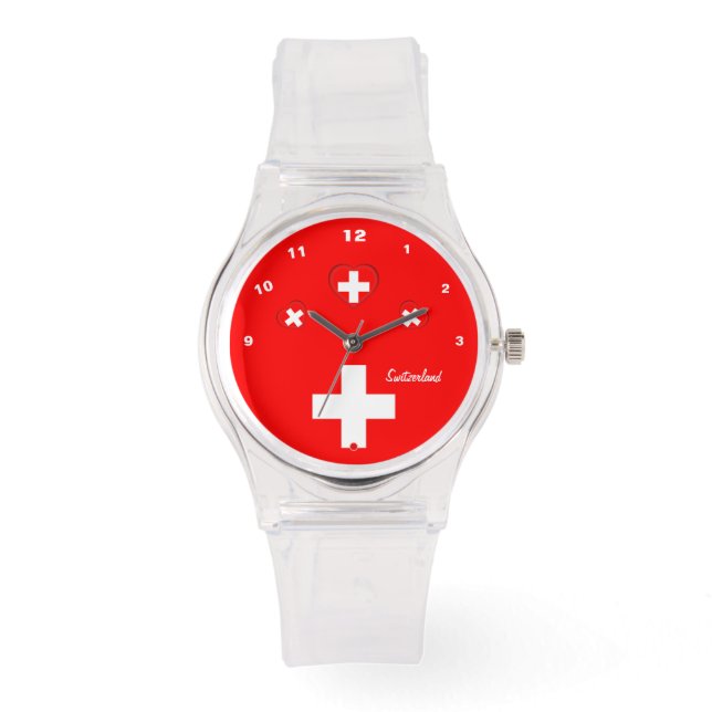 Schweiz Flagga och Schweiz mode patriot/sport Armbandsur (Framsida)
