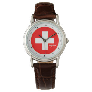 Schweiz Flagga och Schweiz trendig mode /design Armbandsur
