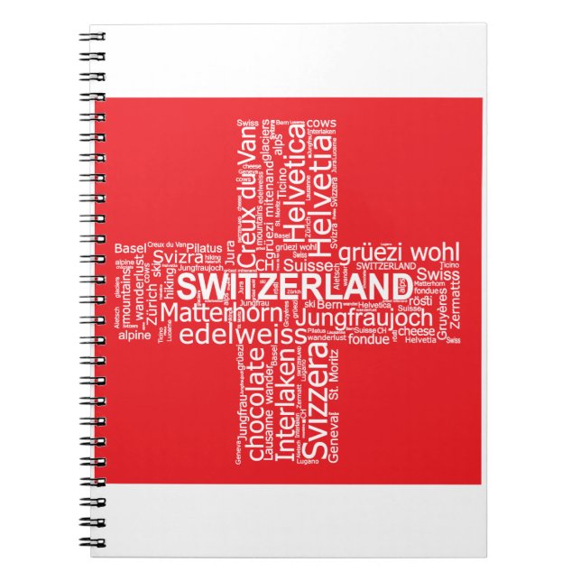 Schweiz Flagga Ord Cloud Anteckningsbok (Framsidan)