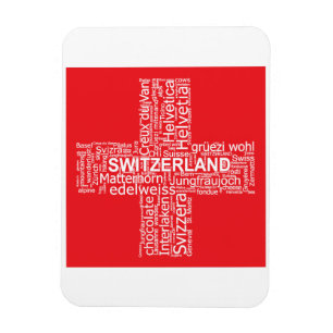 Schweiz Flagga Ord Cloud Magnet