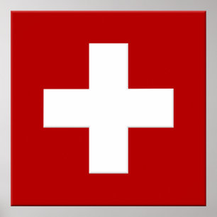 Schweiz Flagga Poster i 3D