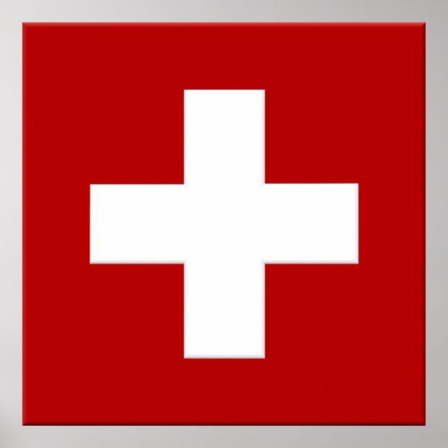 Schweiz Flagga Poster i 3D (Framsidan)