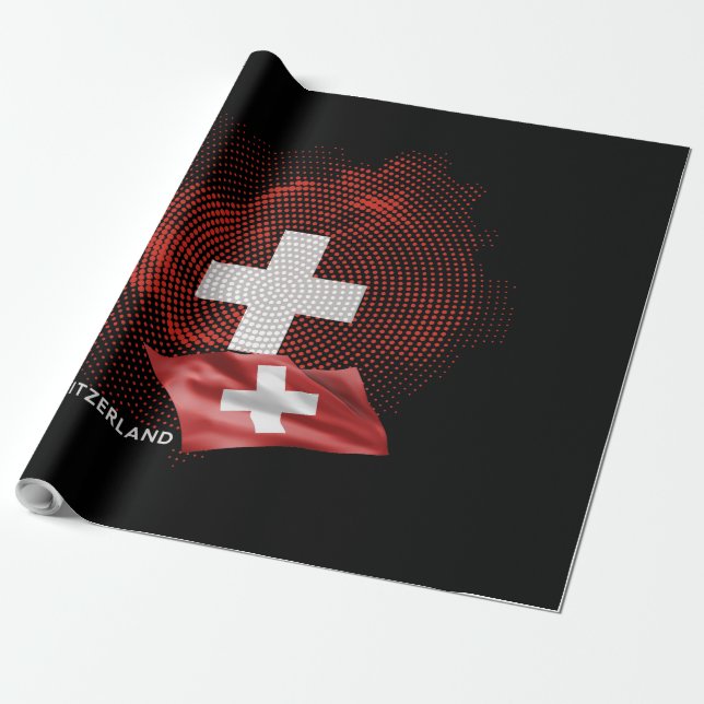 Schweiz flagga presentpapper (Utrullad)