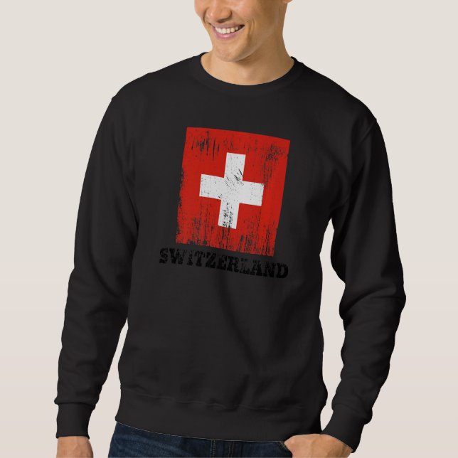 Schweiz Flagga Pride Schweiz Flagga Lång Ärmad Tröja (Framsida)