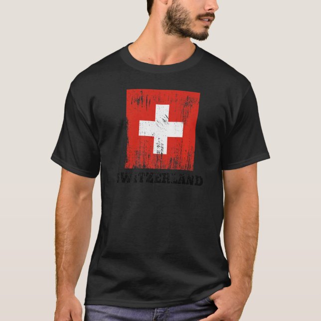 Schweiz Flagga Pride Schweiz Flagga T Shirt (Framsida)