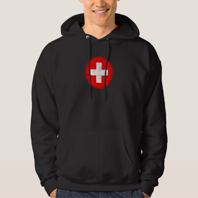 Schweiz Flagga Proud Swiss Hoodie (Framsida)