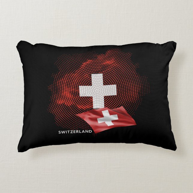 Schweiz flagga prydnadskudde (Framsidan)