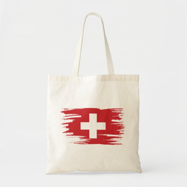Schweiz Flagga Push Art Tygkasse (Framsidan)