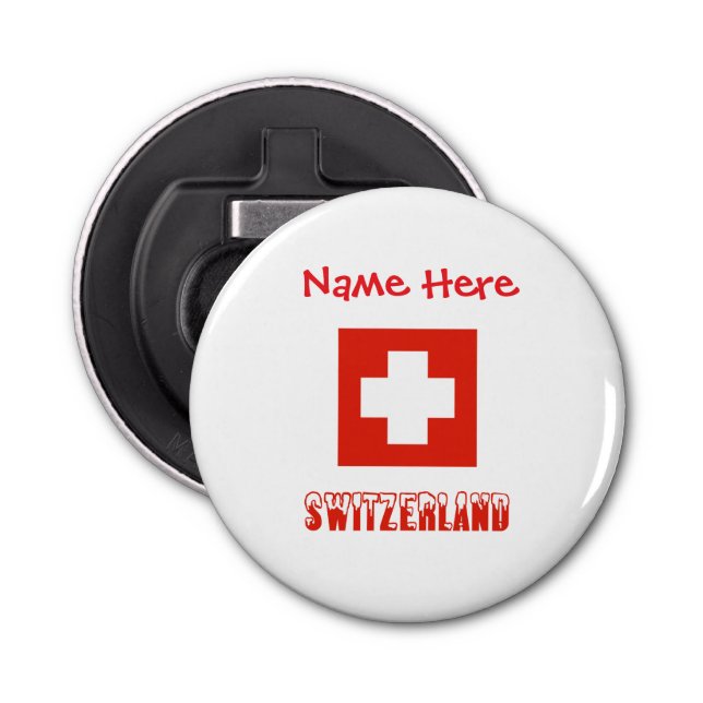 Schweiz Flagga Red Personalization Flasköppnare (Framsidan)