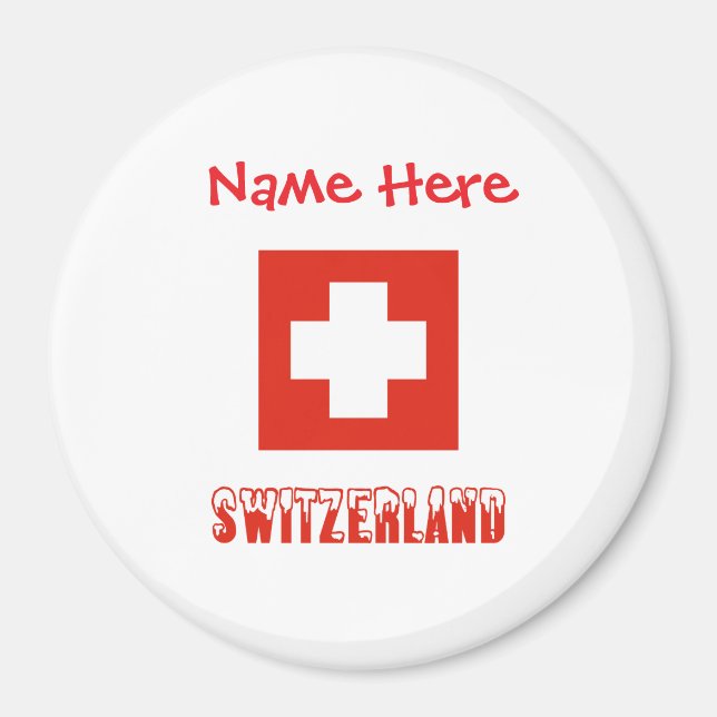 Schweiz Flagga Red Personalization Magnet (Framsidan)