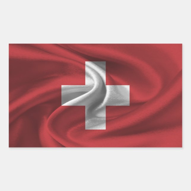 Schweiz Flagga Rektangulärt Klistermärke (Framsida)