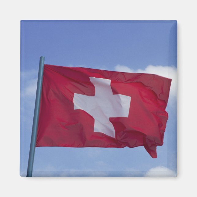 Schweiz Flagga RF) Magnet (Framsidan)