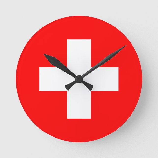 Schweiz flagga rund klocka (Framsida)