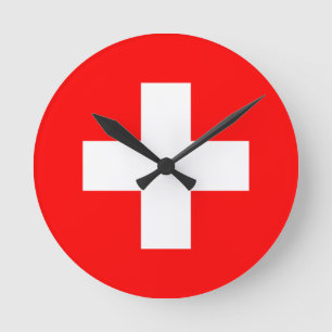 Schweiz flagga rund klocka