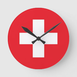Schweiz flagga rund klocka