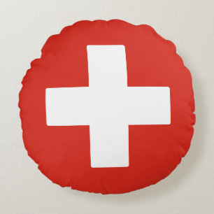 Schweiz Flagga Rund Kudde