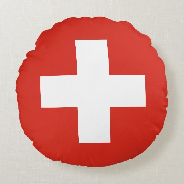 Schweiz flagga rund kudde (Framsidan)