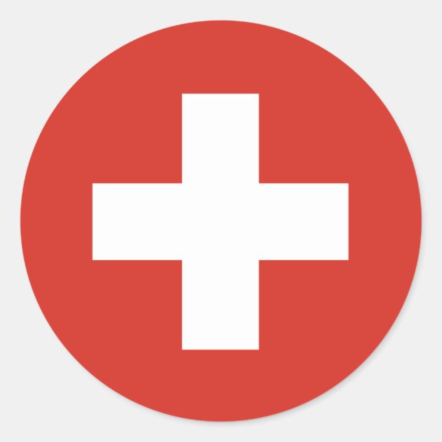 Schweiz Flagga Runt Klistermärke (Framsida)