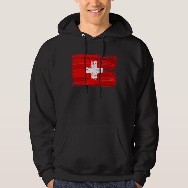 Schweiz Flagga Schweiz Hoodie (Framsida)