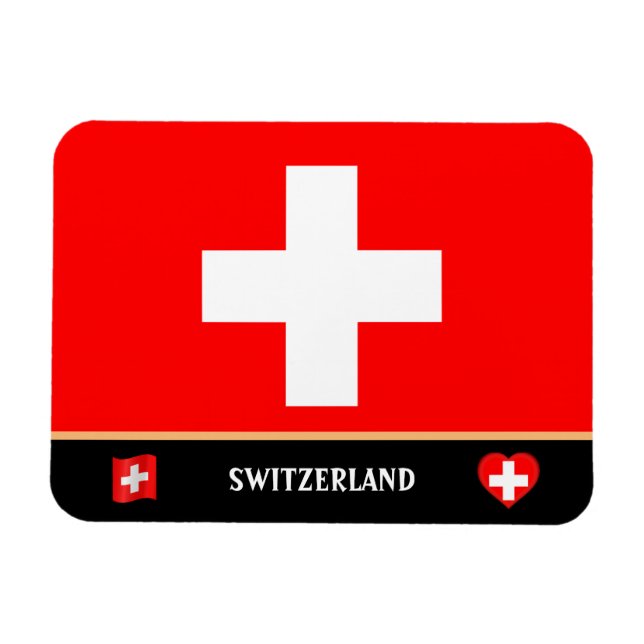 Schweiz Flagga/Schweiz land/Schweiz Magnet (Horisontell)