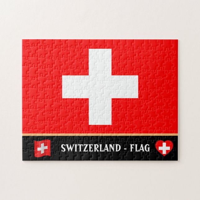Schweiz Flagga/Schweiz land/Schweiz Pussel (Horisontell)