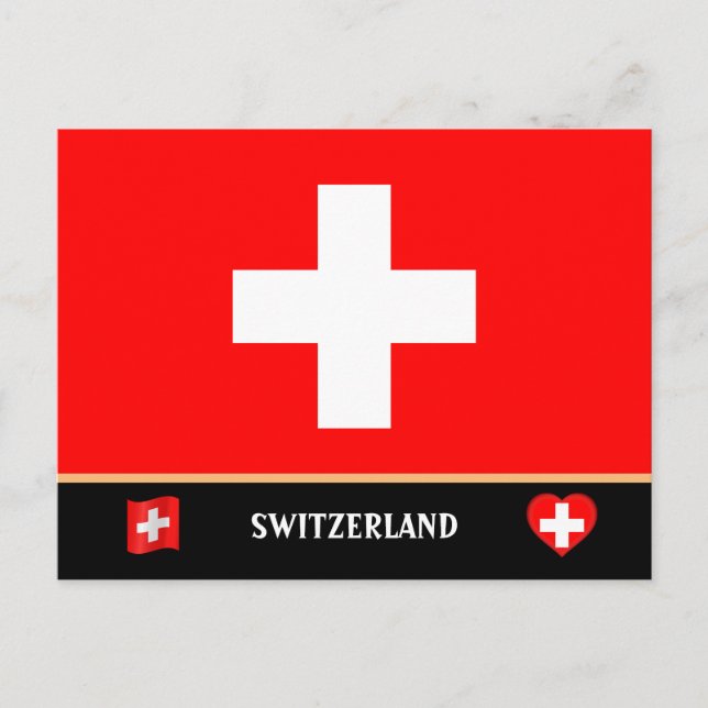 Schweiz Flagga/Schweiz land/Schweiz Vykort (Framsida)