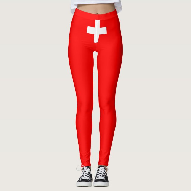 Schweiz Flagga (Schweiz) Leggings (Framsida)