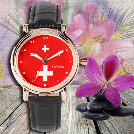Schweiz Flagga & Schweiz mode, Heart/patrioter Armbandsur
